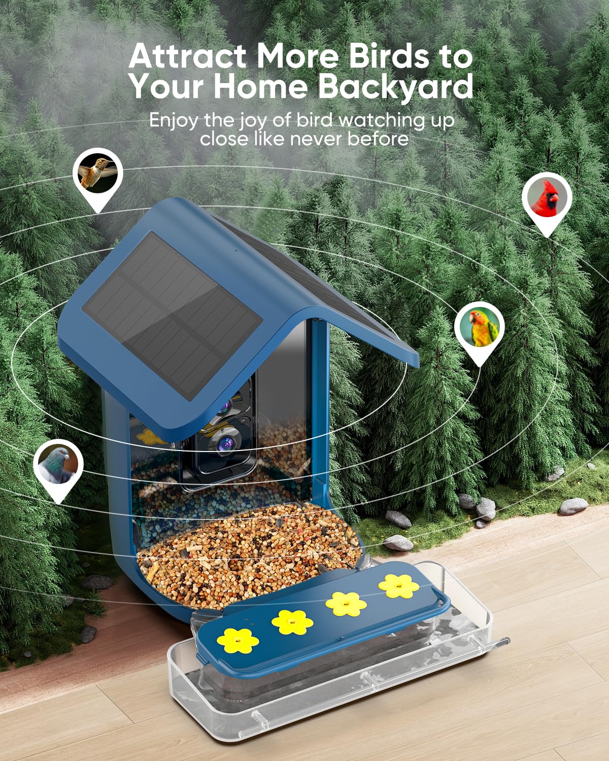 Onlyfly Solar-powered bird feeder base for outdoor use