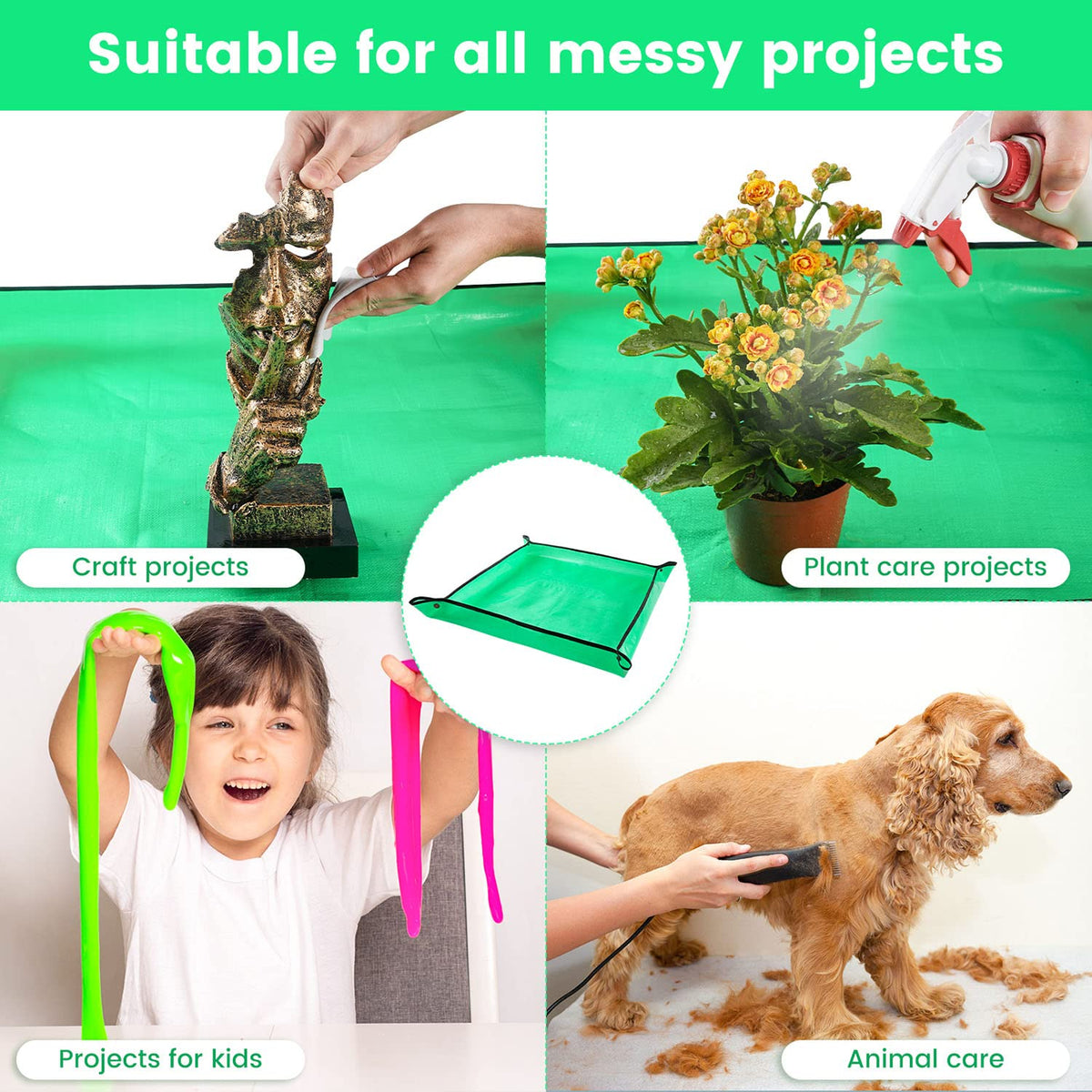 Onlysuki dirt-free workspace keeps kitchen counters tidy during plant care.