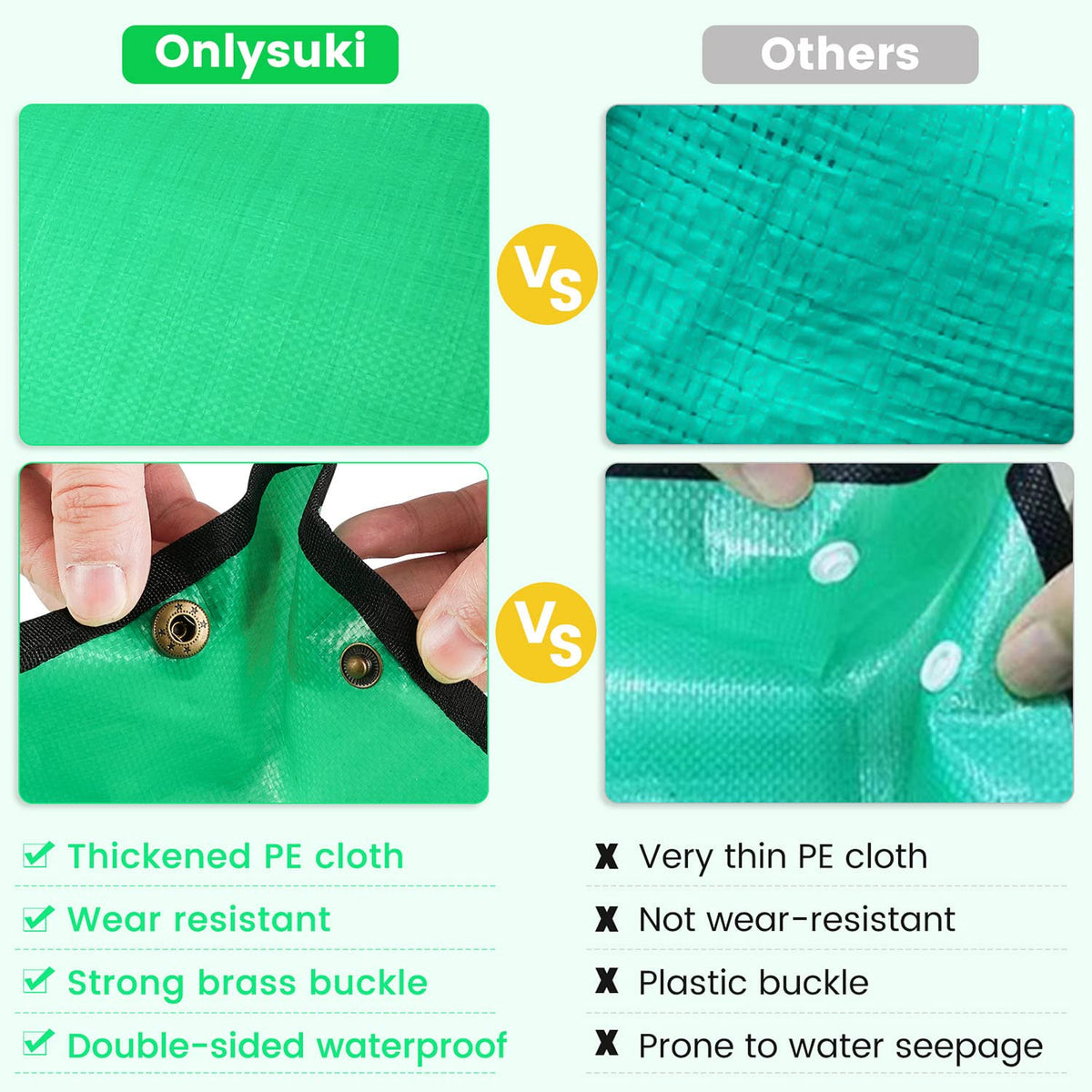 Onlysuki high-density PE surface cleans easily and stands up to repeated use.