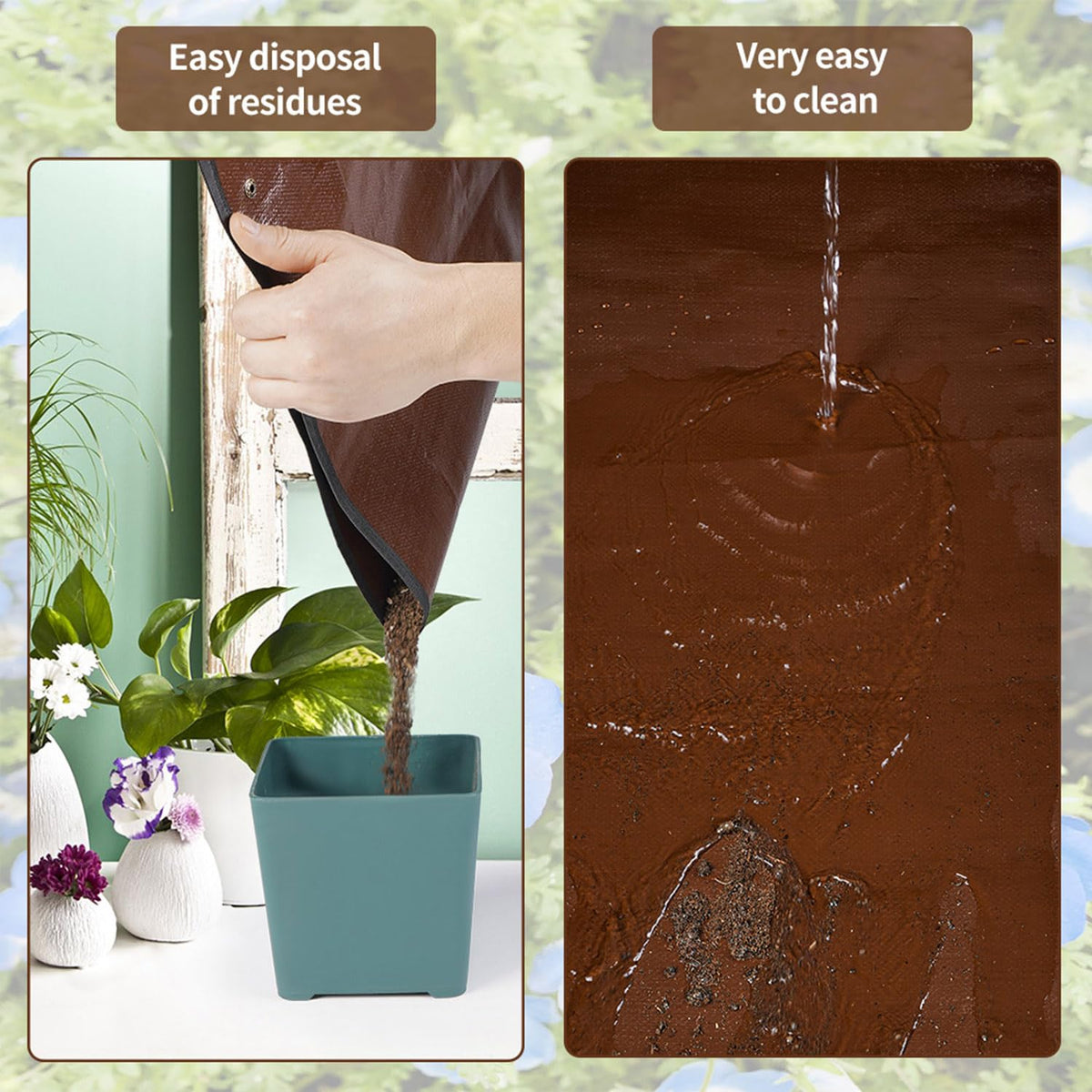 Onlysuki indoor garden session using mat to protect surfaces.