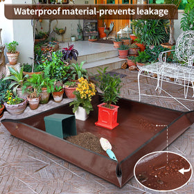 Onlysuki potting mat corner buckles prevent spills on surfaces.
