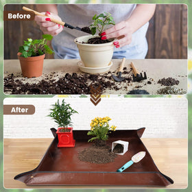 Onlysuki potting mat dirt control keeps benches clean during potting.