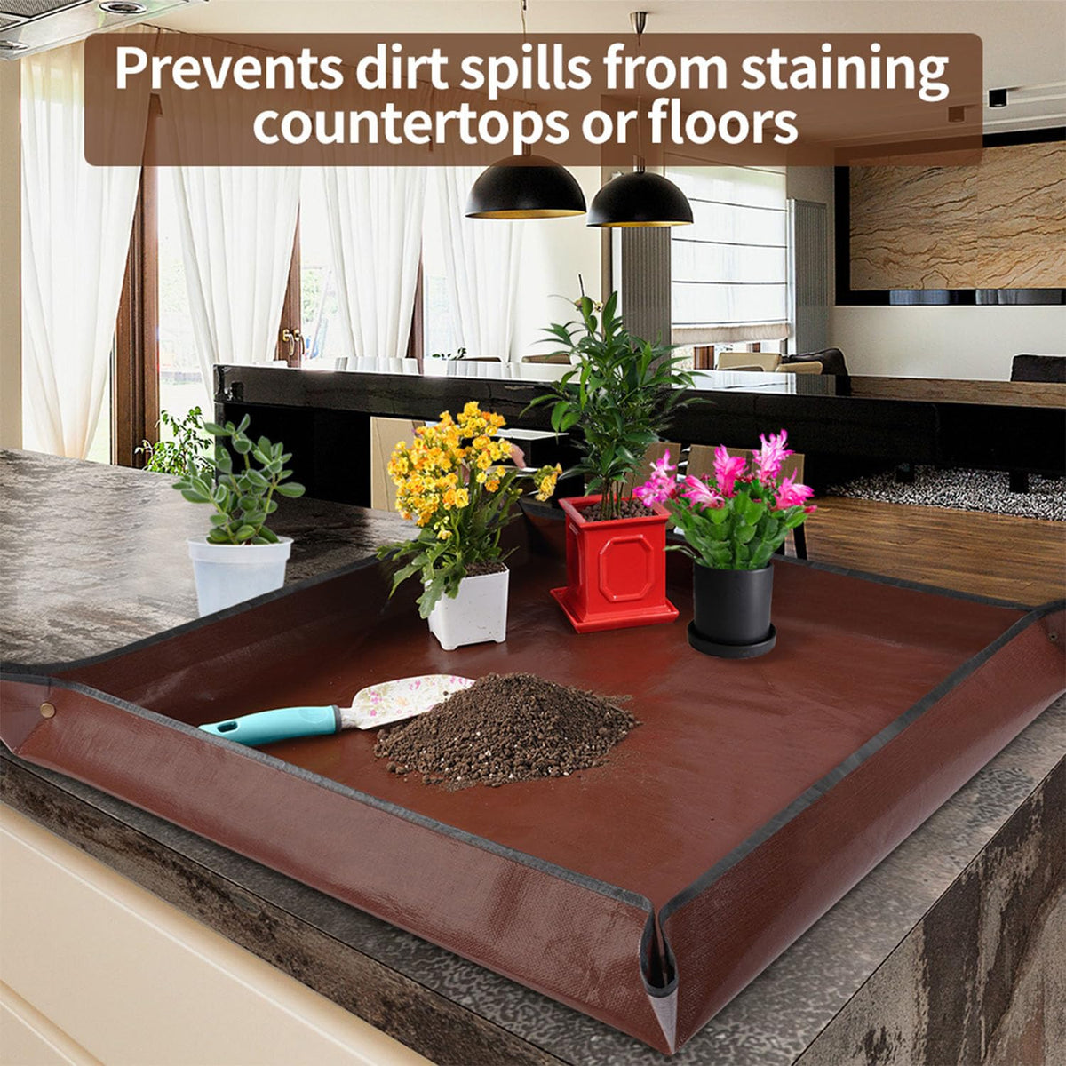 Onlysuki potting mat waterproof fabric resists moisture for easy cleanup.