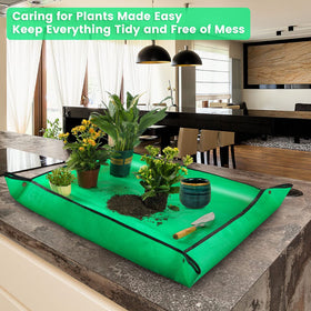 Onlysuki potting mat waterproof surface protects tables from spills while gardening.
