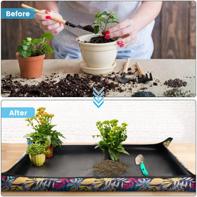 Onlysuki repotting mat corner-buckles prevent spills during transplanting.
