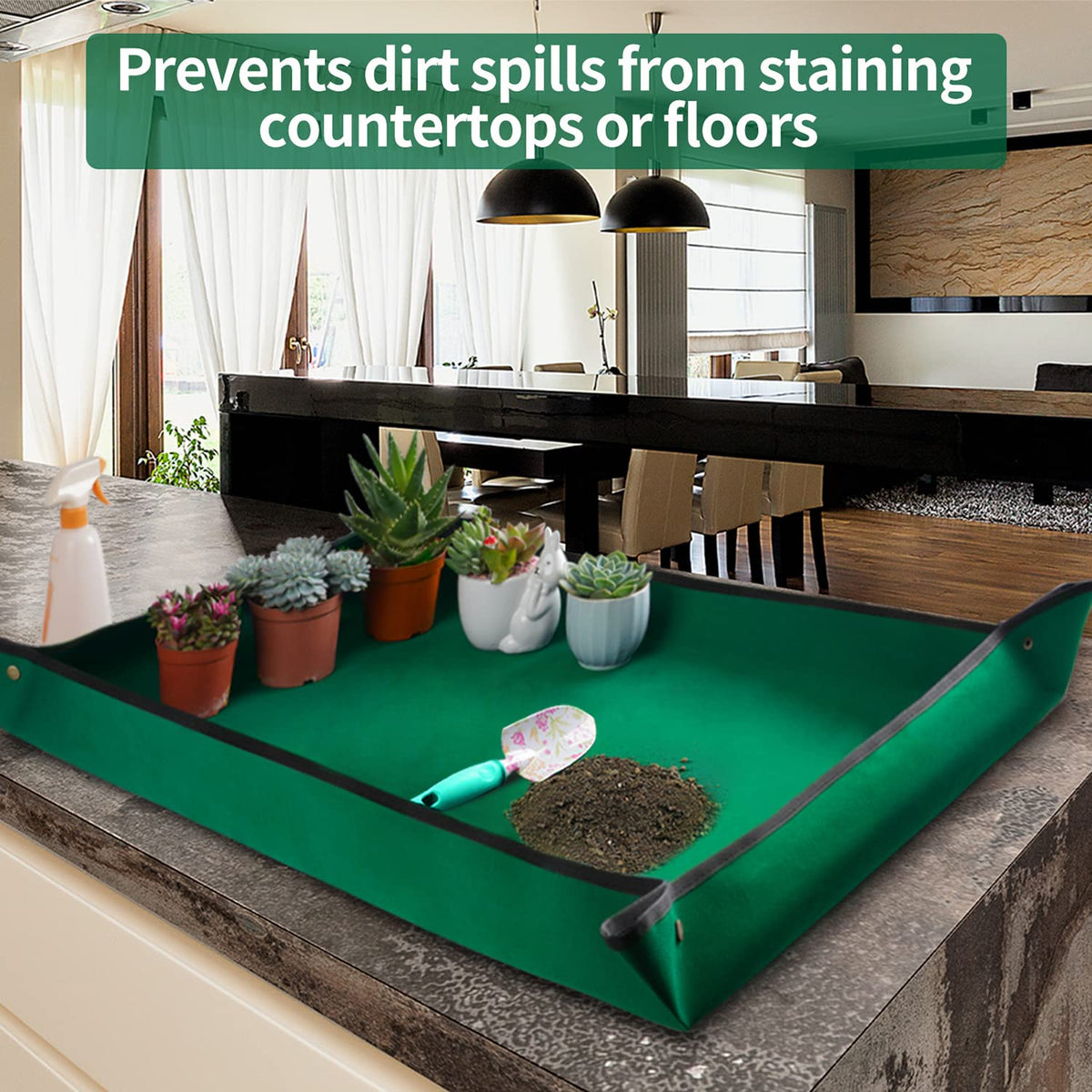 Onlysuki waterproof Oxford fabric repotting mat protects surfaces during soil work.