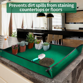 Onlysuki waterproof Oxford fabric repotting mat protects surfaces during soil work.