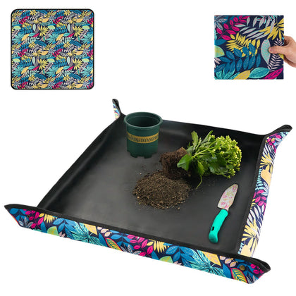 Onlysuki waterproof potting mat closeup shows durable fabric and stain resistance for tidy transplanting.