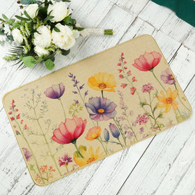 ONWAY close-up of pink-purple floral pattern on durable outdoor mat