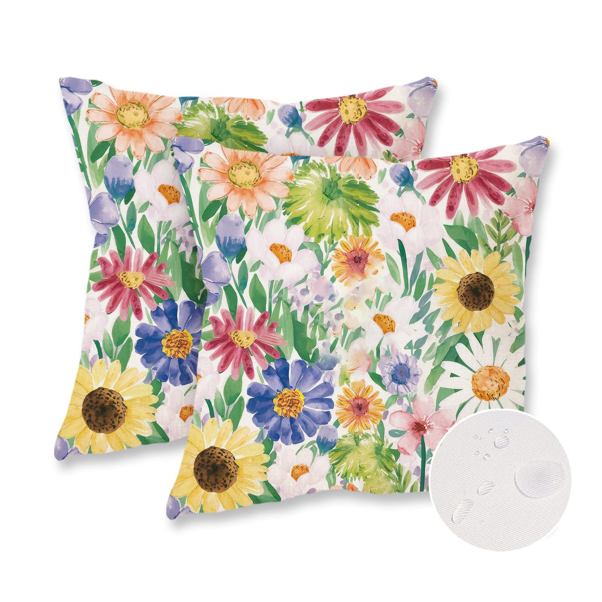 ONWAY outdoor floral pillow cover 18x18 with yellow daisy for patio decor quick refresh of outdoor furniture.