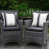 ONWAY Outdoor Pillow Covers Waterproof 18x18 Set of 2 | Beige & Black Stripe Linen