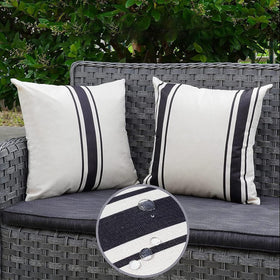ONWAY outdoor pillow cover black stripe adds modern contrast to poolside seating