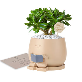 Onzbala Bookworm Planter with drainage holes for healthy roots.