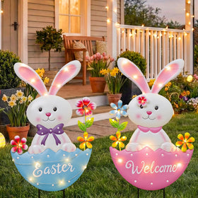 ooLALoo Easter bunny stake front view boosts curb appeal for spring yards.