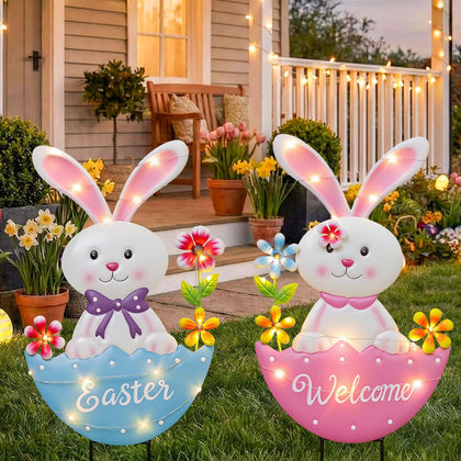 ooLALoo Easter bunny stake front view boosts curb appeal for spring yards.