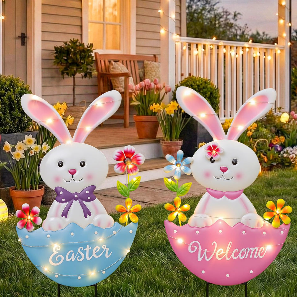 ooLALoo Easter bunny stake front view boosts curb appeal for spring yards.