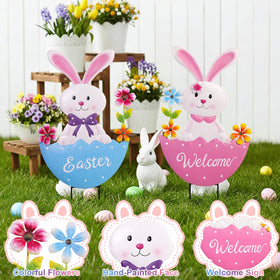 ooLALoo Easter garden stake fits lawn, pots, or planters with ease.