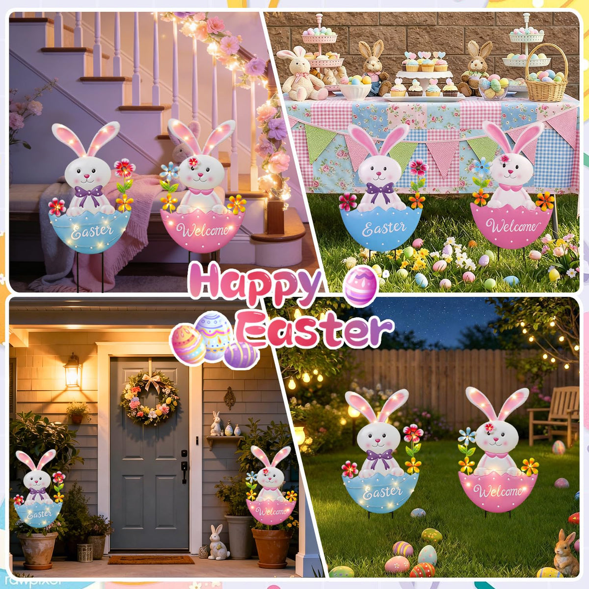 ooLALoo front-porch spring decor enhances seasonal welcome for guests.