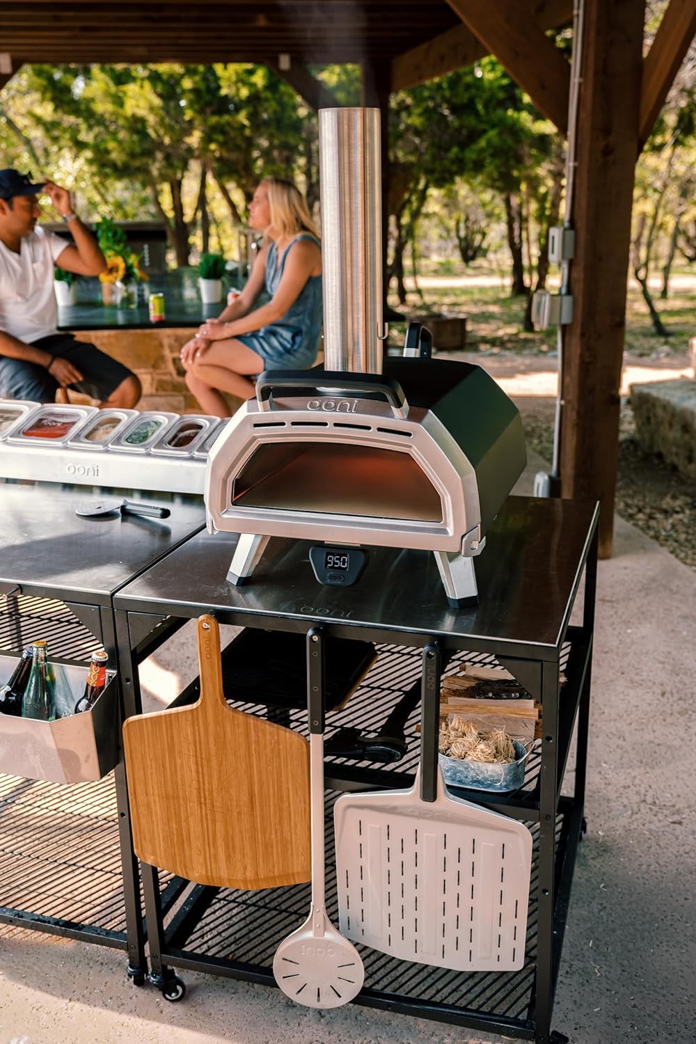 Ooni outdoor table complete outdoor kitchen setup for pizza nights.