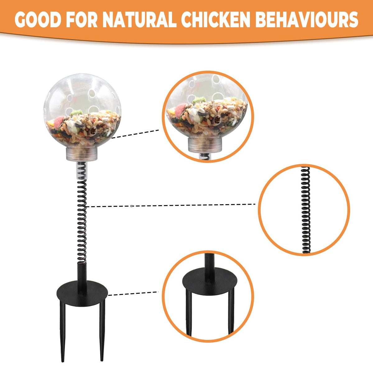 Oooct durable metal construction withstands daily coop pecking.