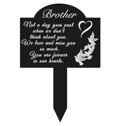 Oooct memorial grave stake with brother pigeon love design for outdoor remembrance.