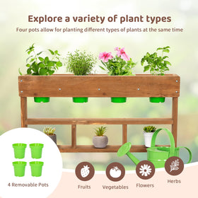 OOOK potting bench with watering can supports imaginative plant care sessions.