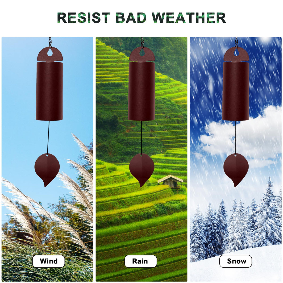 OOYAYA wind chimes large diameter 3.5 inches showcased in outdoor decor