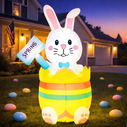 Opemon 5.2ft Easter Bunny inflatable lit for yard display and daytime celebration