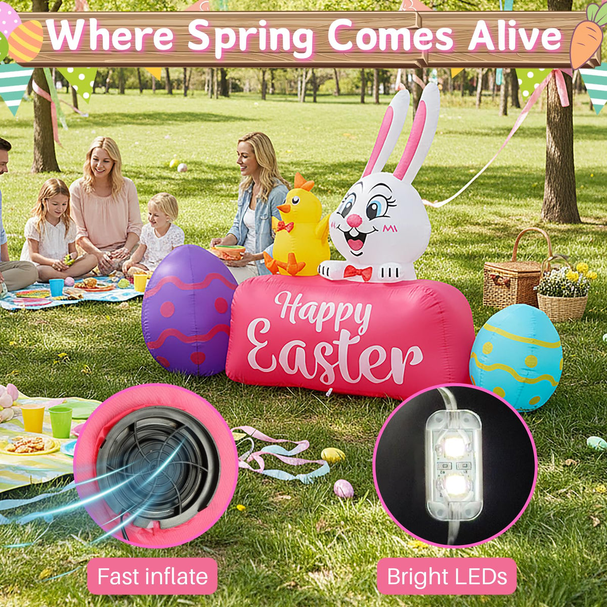 Opemon Easter inflatable suited for indoor and outdoor holiday decor.