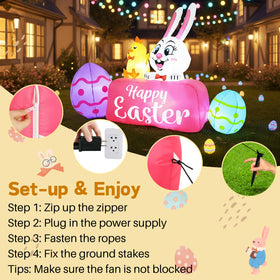 Opemon Easter inflatable with built-in LED lights stays visible after dark.