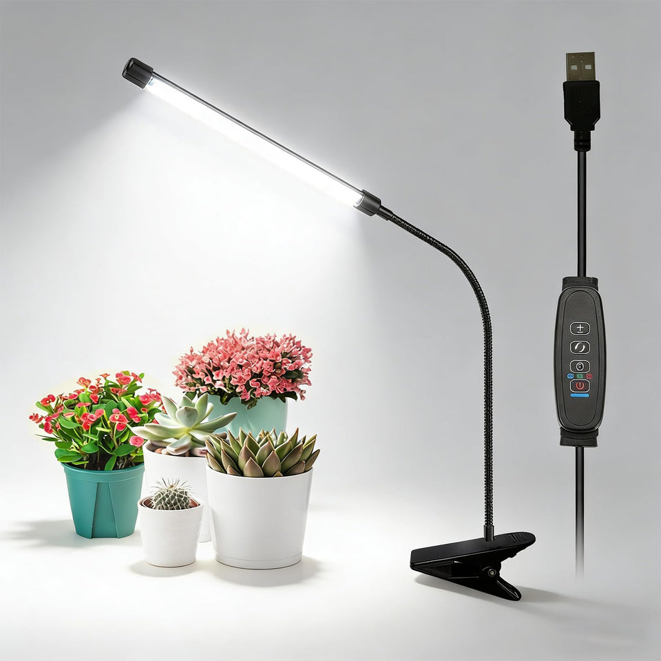 OPENBEAUTY LED Grow Light supports seedling growth with timer and adjustable arm.