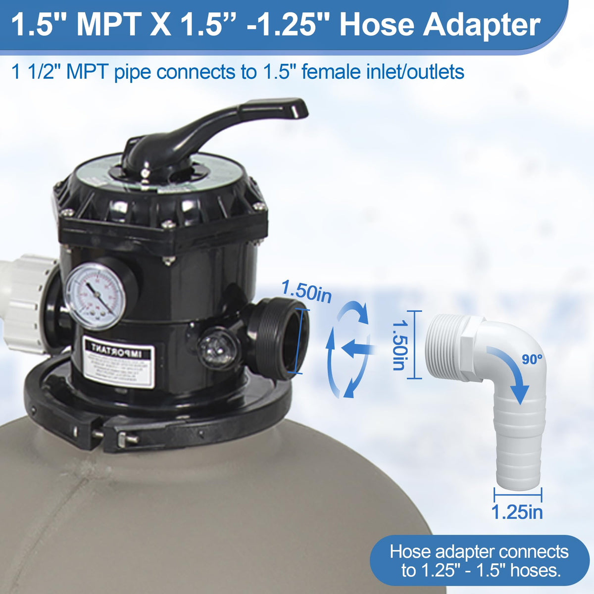 Ophjerg 90-degree barb elbow pool hose adapter demonstrates leak-free fit