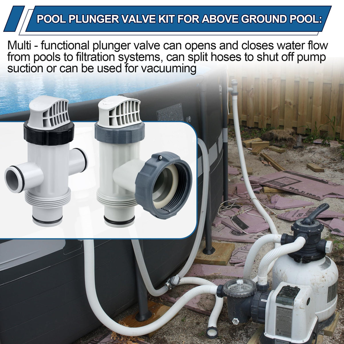 Ophjerg packaged pool valve kit includes valve, adapters, and clamps