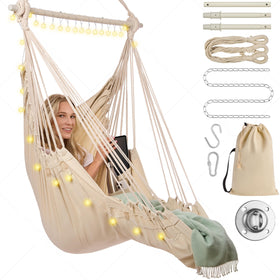 OPILOTECH hammock swing chair beige seat for relaxed lounging indoors or outdoors