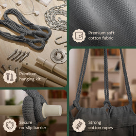 OPILOTECH Hammock Swing Chair heavy-duty cotton resists wear.