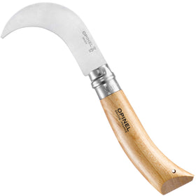 Opinel No. 10 pruning knife curved blade for precise pruning tasks.