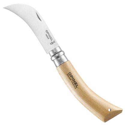 Opinel No. 8 pruning knife with stainless blade for grafting and pruning tasks.