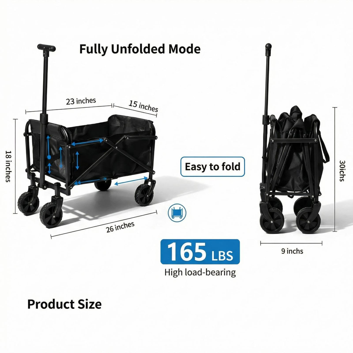 Opkkcun all-terrain wagon with 360° front wheels for smooth navigation.