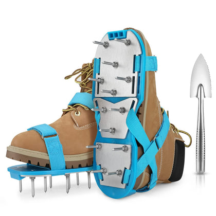Opmeiro Lawn Aerator Shoes with adjustable straps provide a secure fit for yard walks.