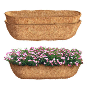 Oppiiwee 30-inch trough coco liner shown, sustainable plant container upgrade.