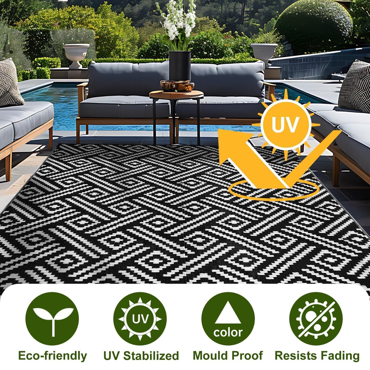 OPPODREAM rug close-up fiber, durable polypropylene for outdoor use