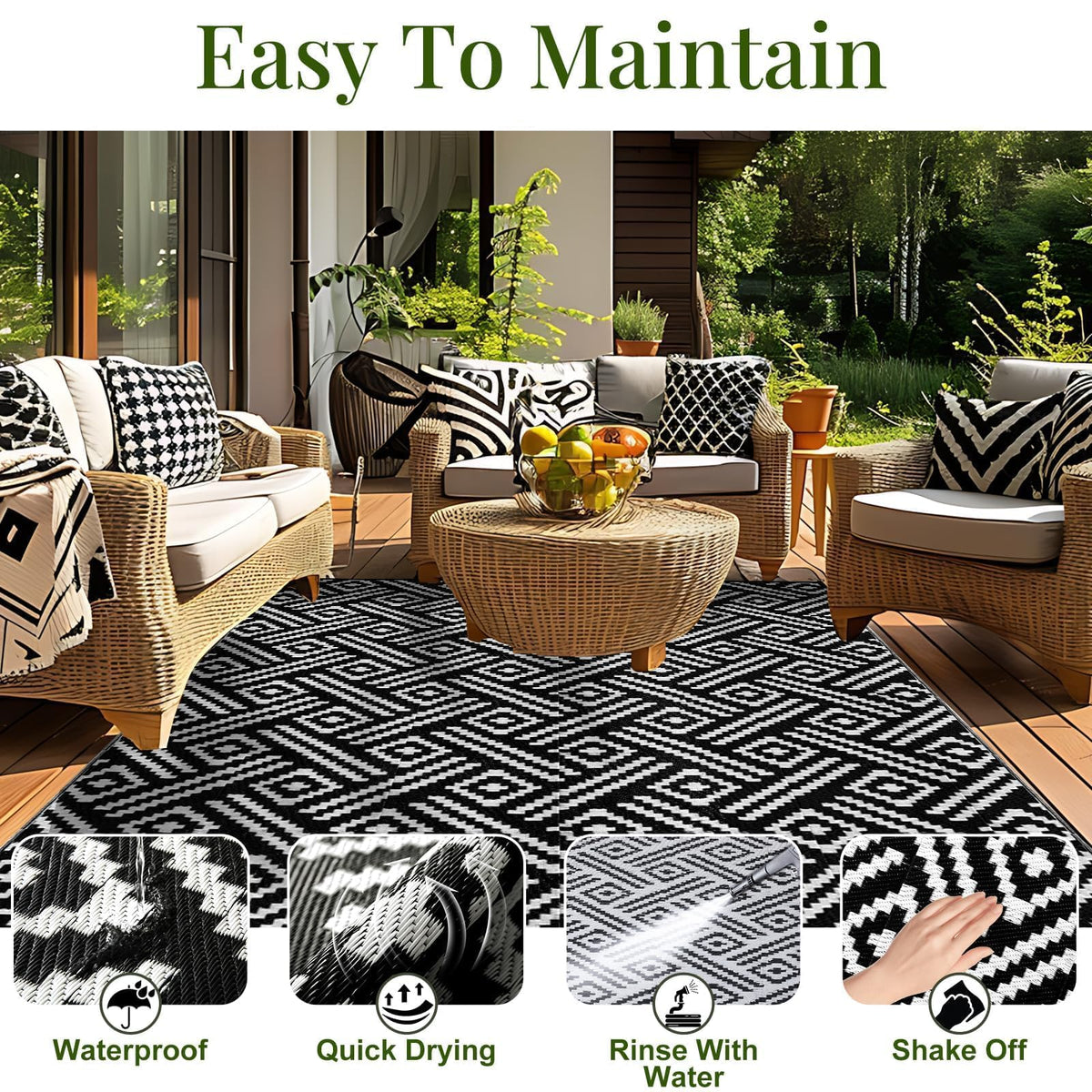 OPPODREAM 9x12 rug double-sided design showing two chic patterns for versatile styling