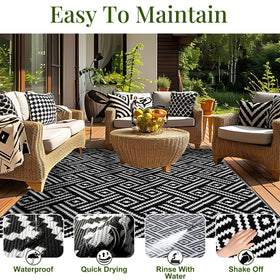 OPPODREAM 9x12 rug double-sided design showing two chic patterns for versatile styling