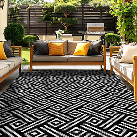 OPPODREAM 9x12 outdoor rug front view, weatherproof for patios and decks