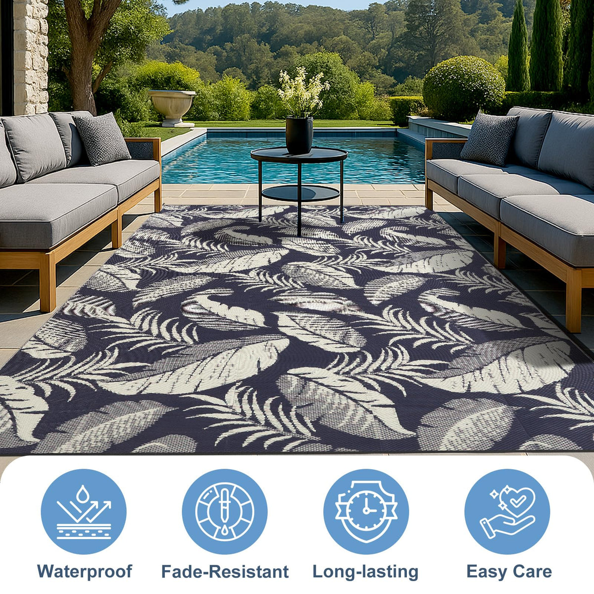OPPODREAM outdoor rug for decks and patios offering durable, low-maintenance comfort.
