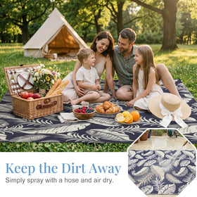 OPPODREAM stake-secured rug with built-in loops for windproof setups.