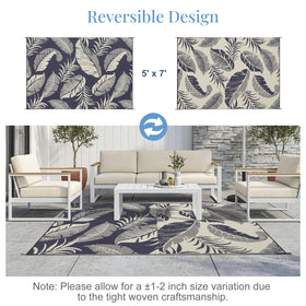 OPPODREAM tropical leaf pattern rug for decks and campgrounds.