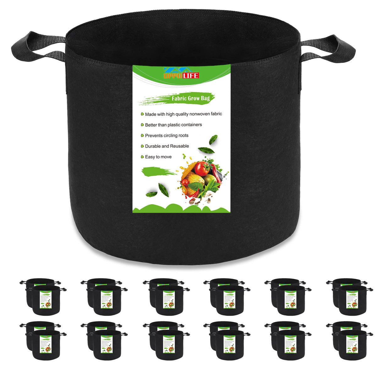 OPPOLIFE 24-pack 7-gallon grow bags for balcony gardening.