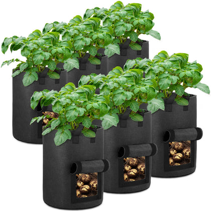 OPPOLIFE 6-pack potato grow bags with flap window for harvest visualization