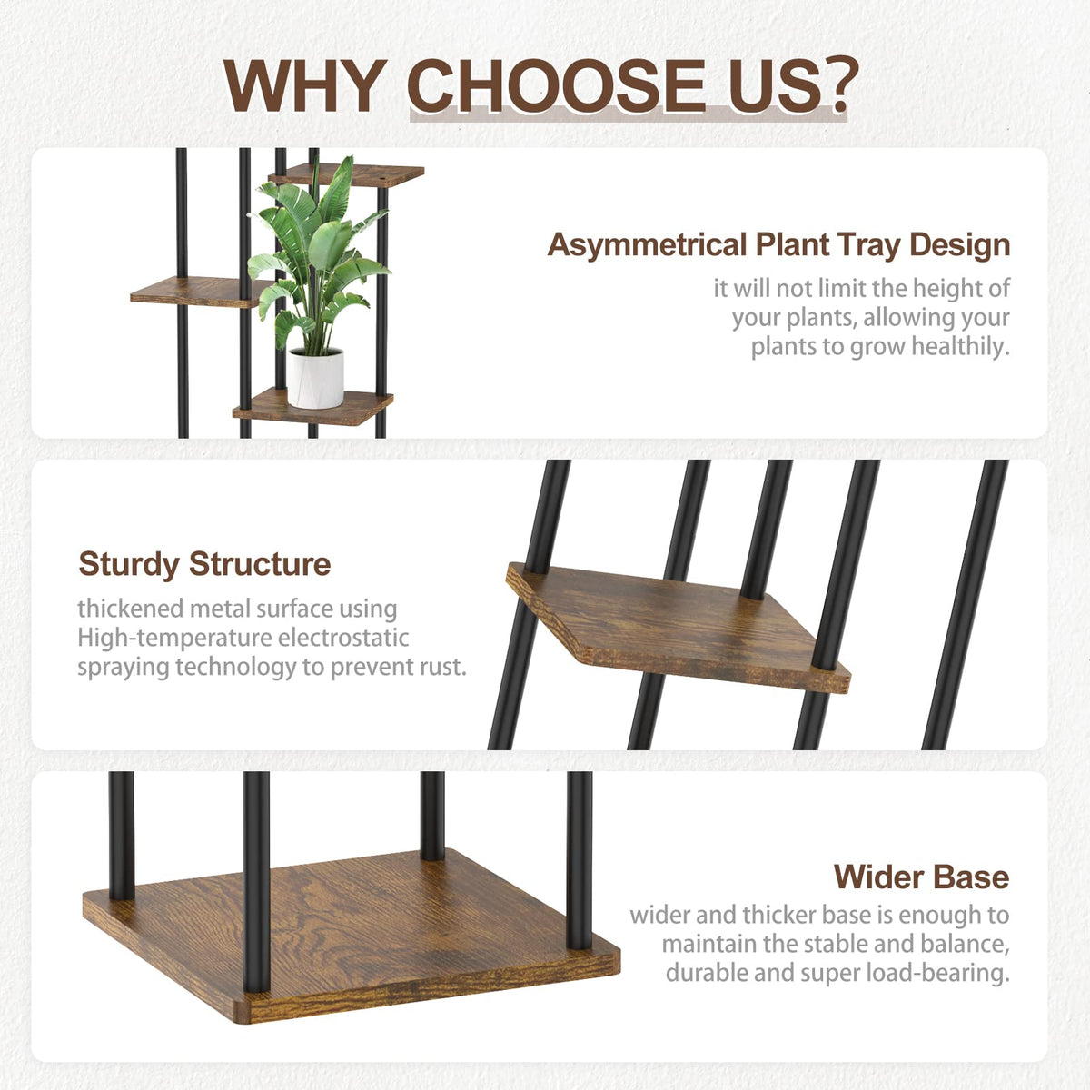 Oppro vertical plant display fits corner, saving floor space.